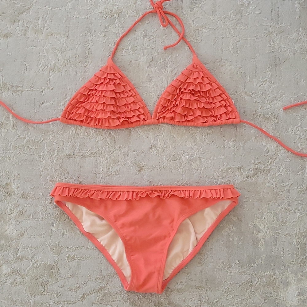 WOMENS PEACH CORAL XHILARATION BIKINI BATHING SUIT